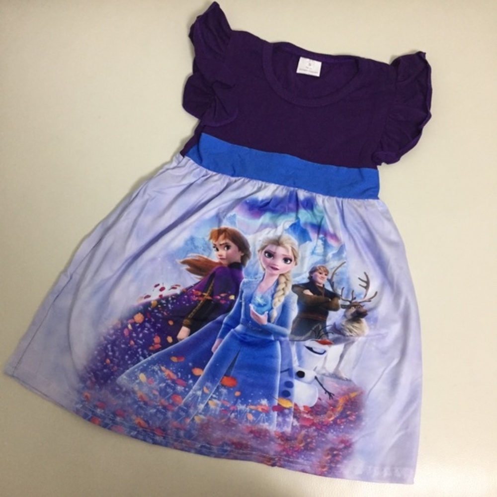 Boutique Soft Sweet Little Girl Frozen Elsa Anna Cute Dress